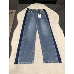 Oat New York Two-Tone Side Stripe Wide Leg Jeans